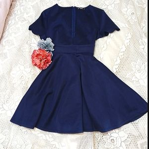 Pretty Shein scalloped blue dress mom